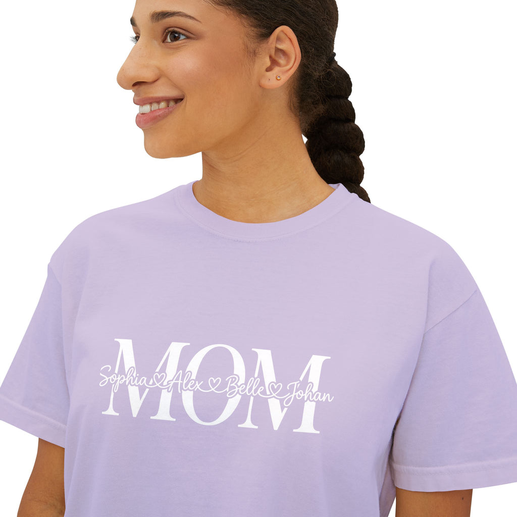 Minimal Pastel 'MOM' Cropped Women's T-Shirt