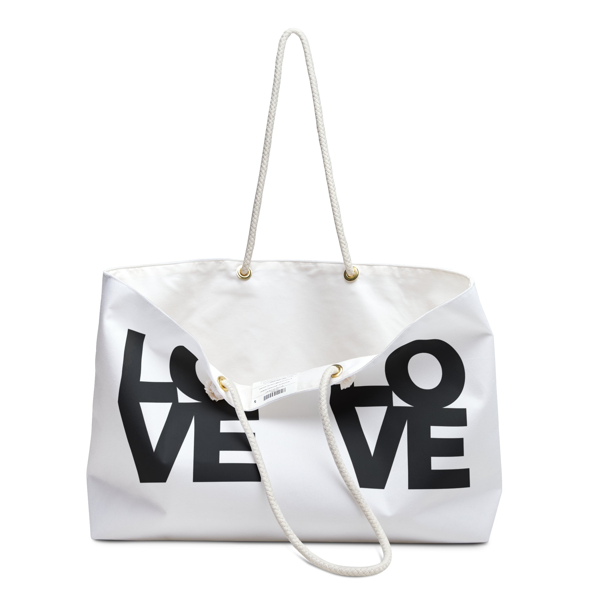 LOVE Graphic Weekender Bag — Large Canvas Travel Tote