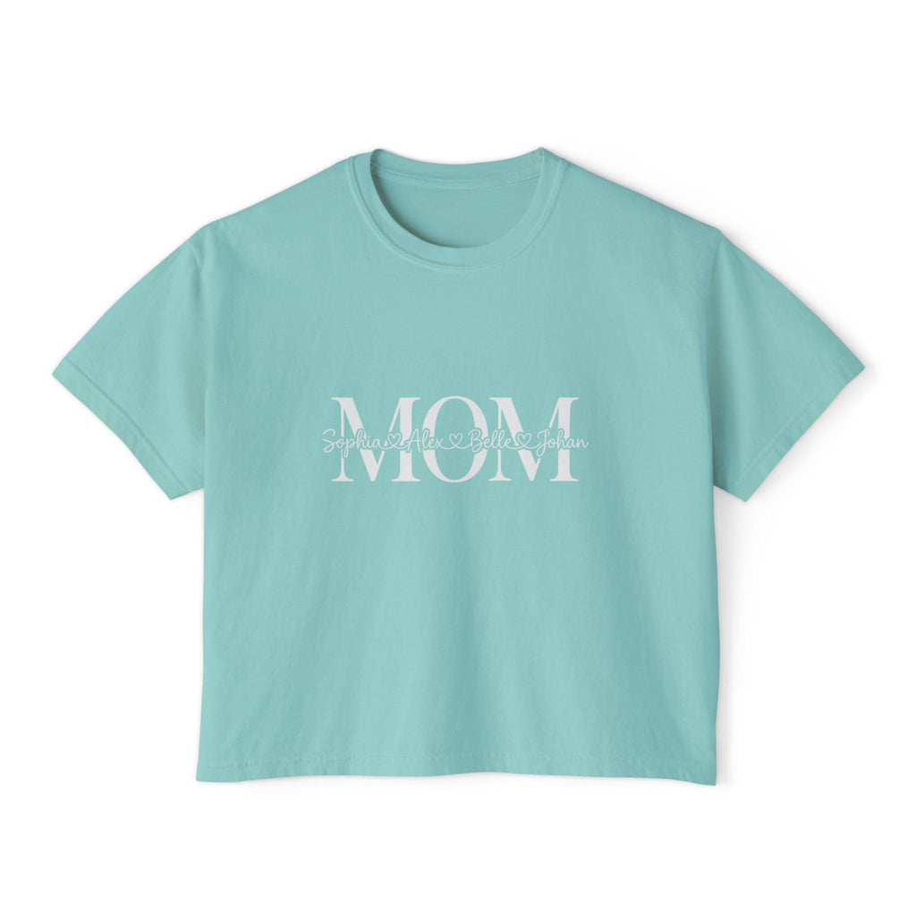 Minimal Pastel 'MOM' Cropped Women's T-Shirt