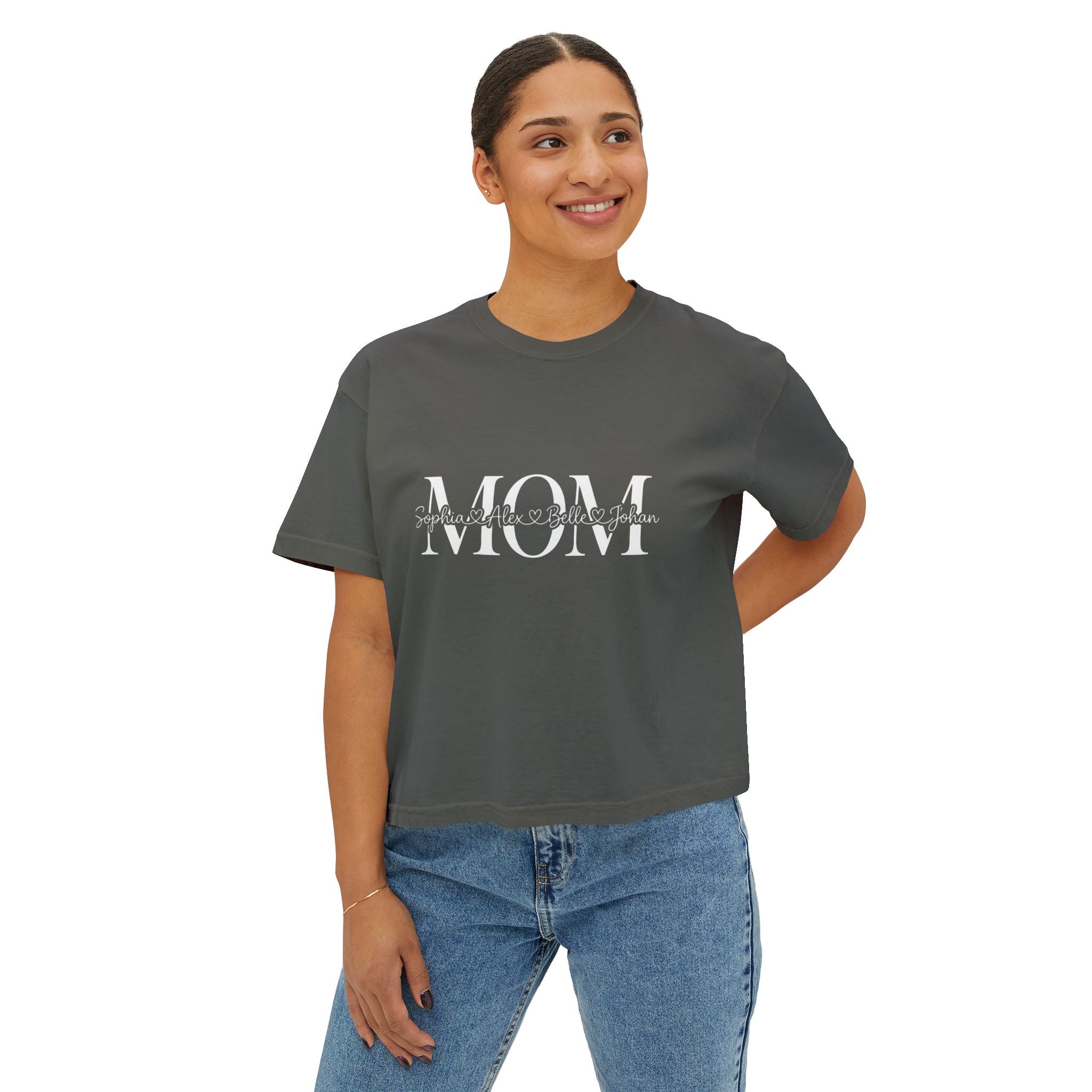 Minimal Pastel 'MOM' Cropped Women's T-Shirt