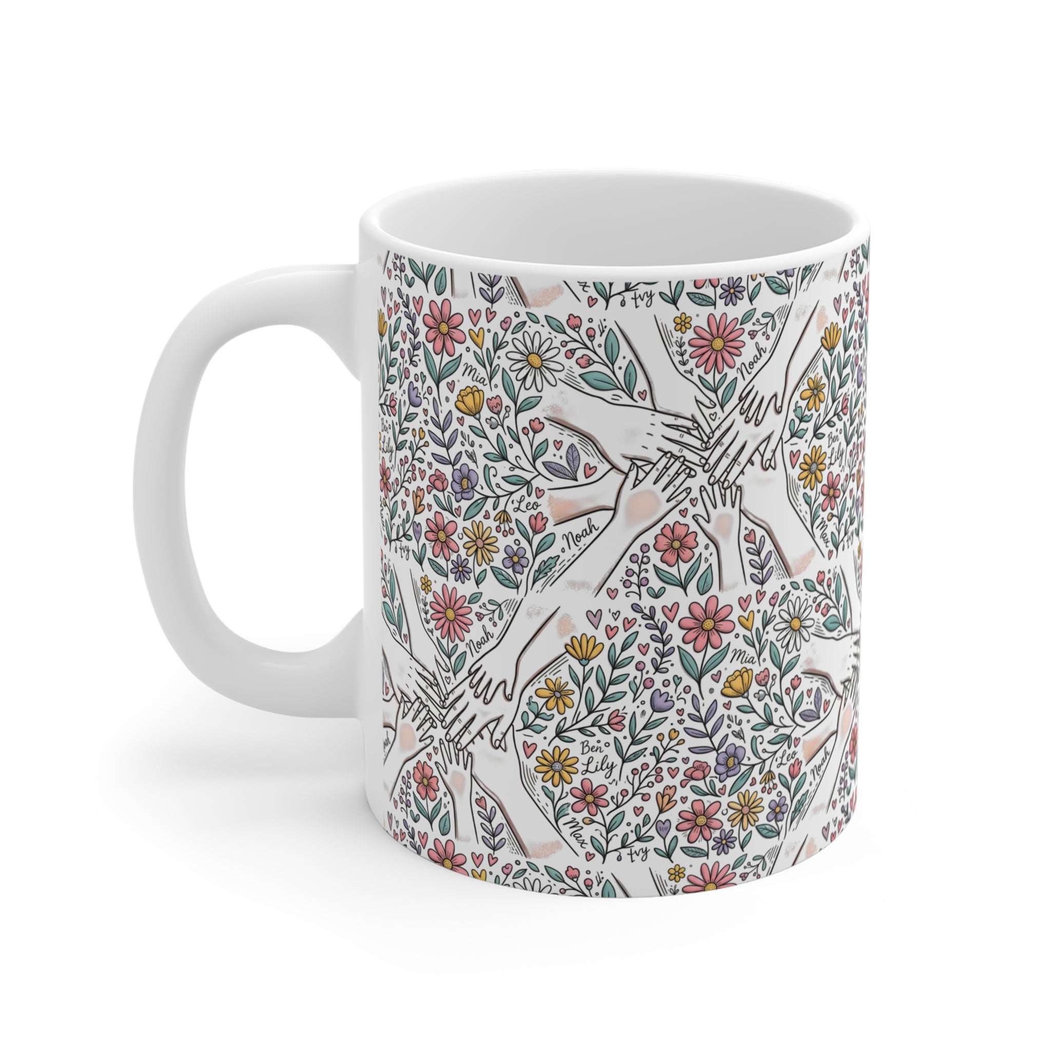 Floral Heart Hands Mug
