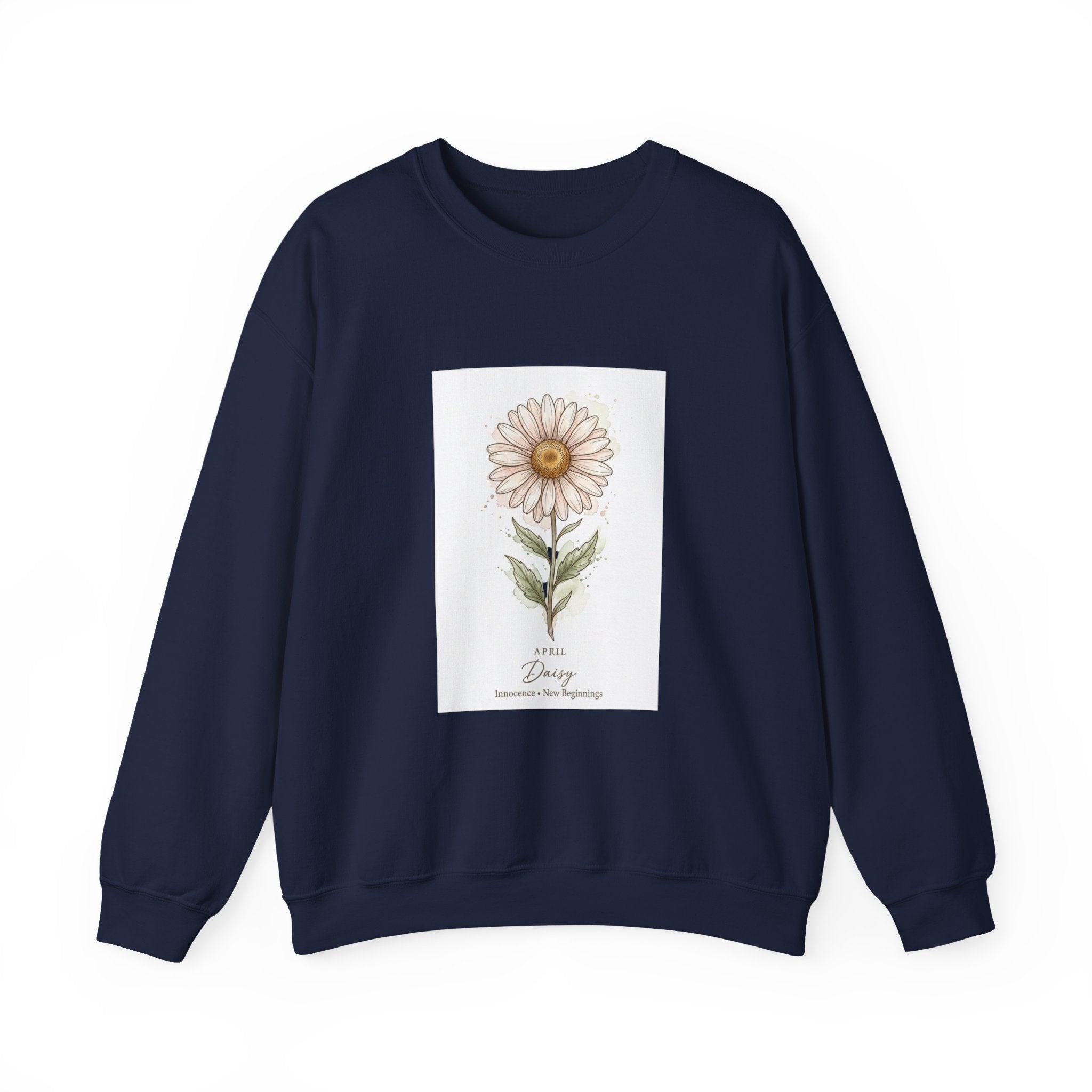 Daisy Birth Month Flower Sweatshirt | Botanical Watercolor, Personalized Name