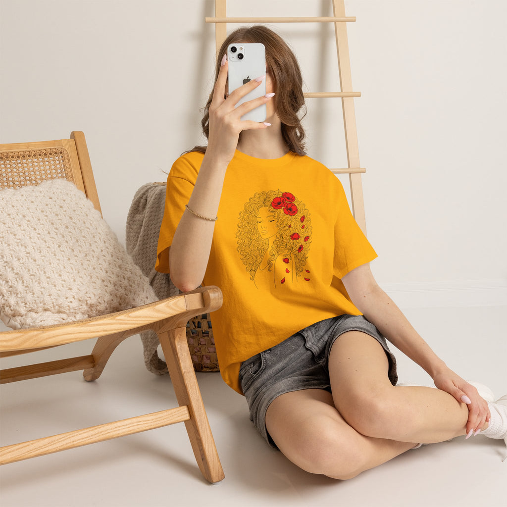 Floral Hair Portrait Tee — Poppy Girl Graphic T-Shirt