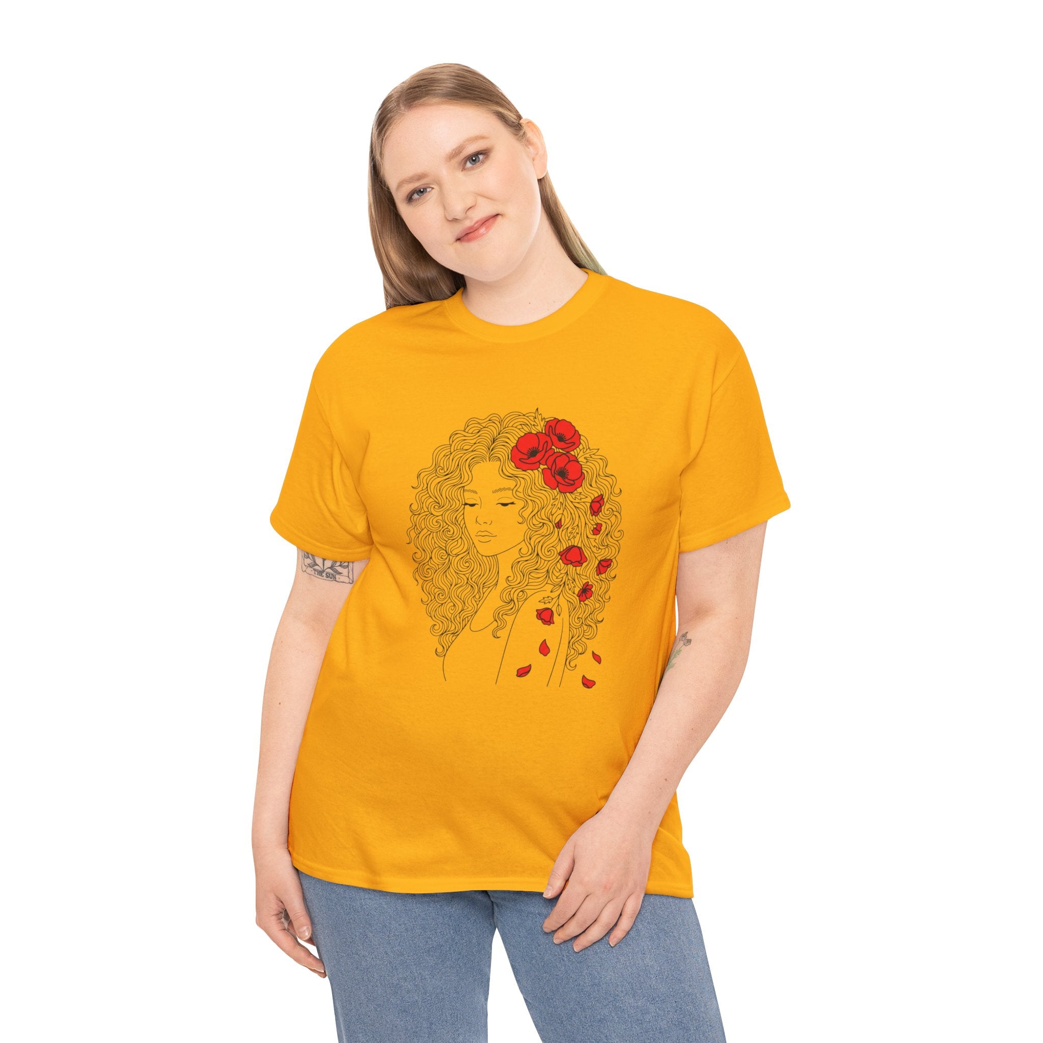 Floral Hair Portrait Tee — Poppy Girl Graphic T-Shirt