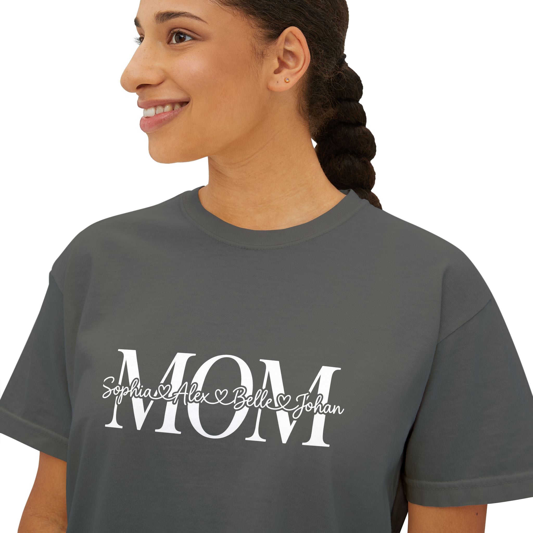 Minimal Pastel 'MOM' Cropped Women's T-Shirt
