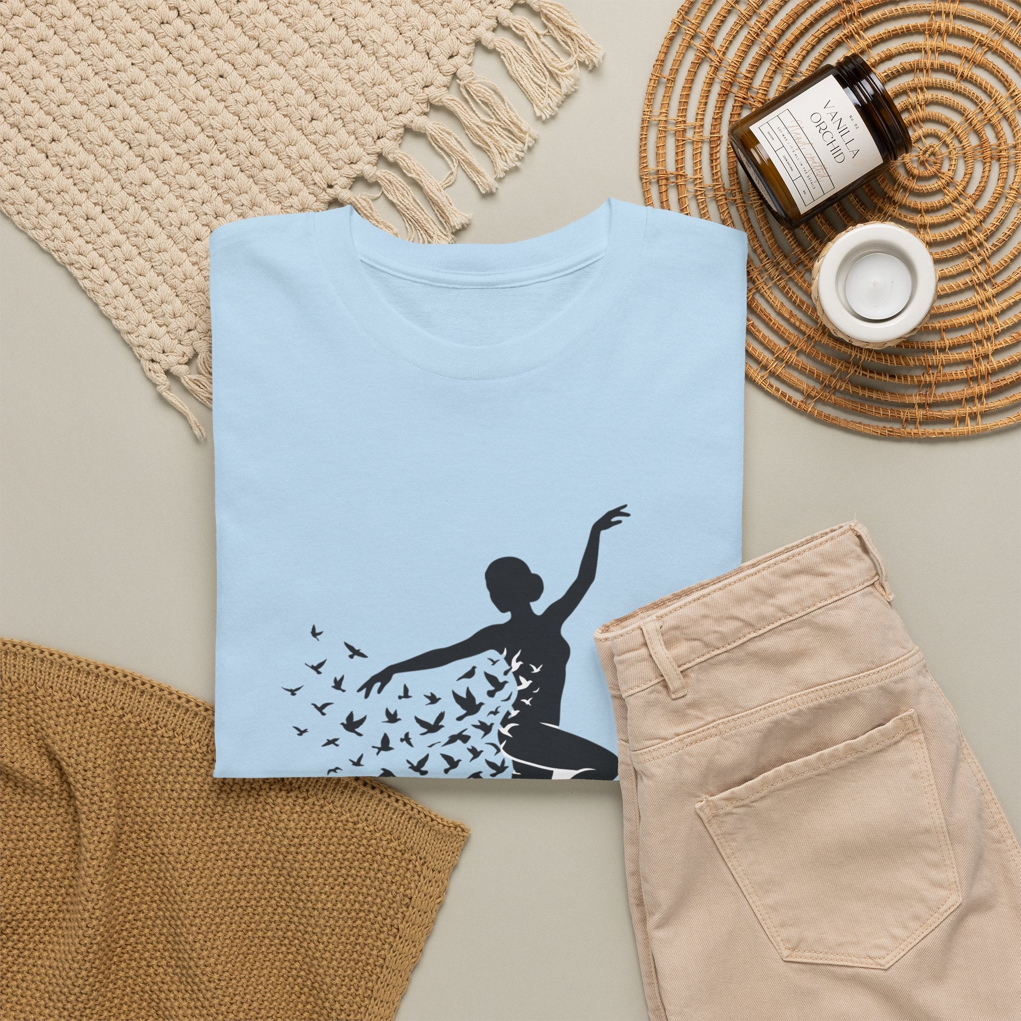Ballerina Silhouette Tee — Dancer with Butterfly Motif