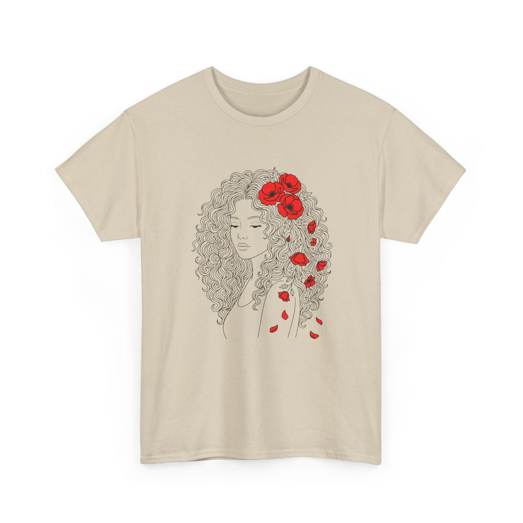 Floral Hair Portrait Tee — Poppy Girl Graphic T-Shirt