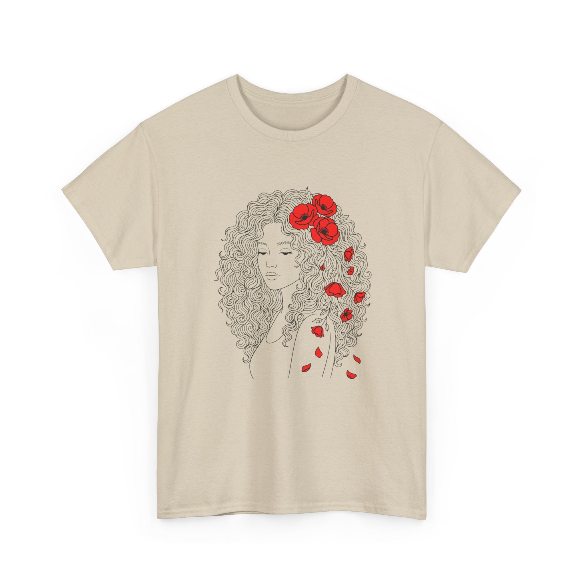 Floral Hair Portrait Tee — Poppy Girl Graphic T-Shirt