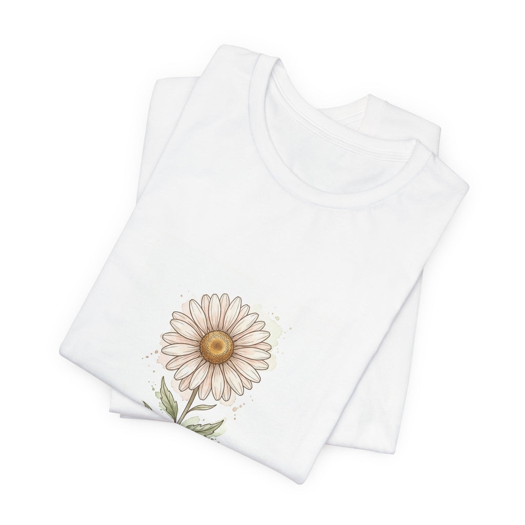 Daisy Birth Flower Tee | Personalized Botanical, Watercolor Line Art