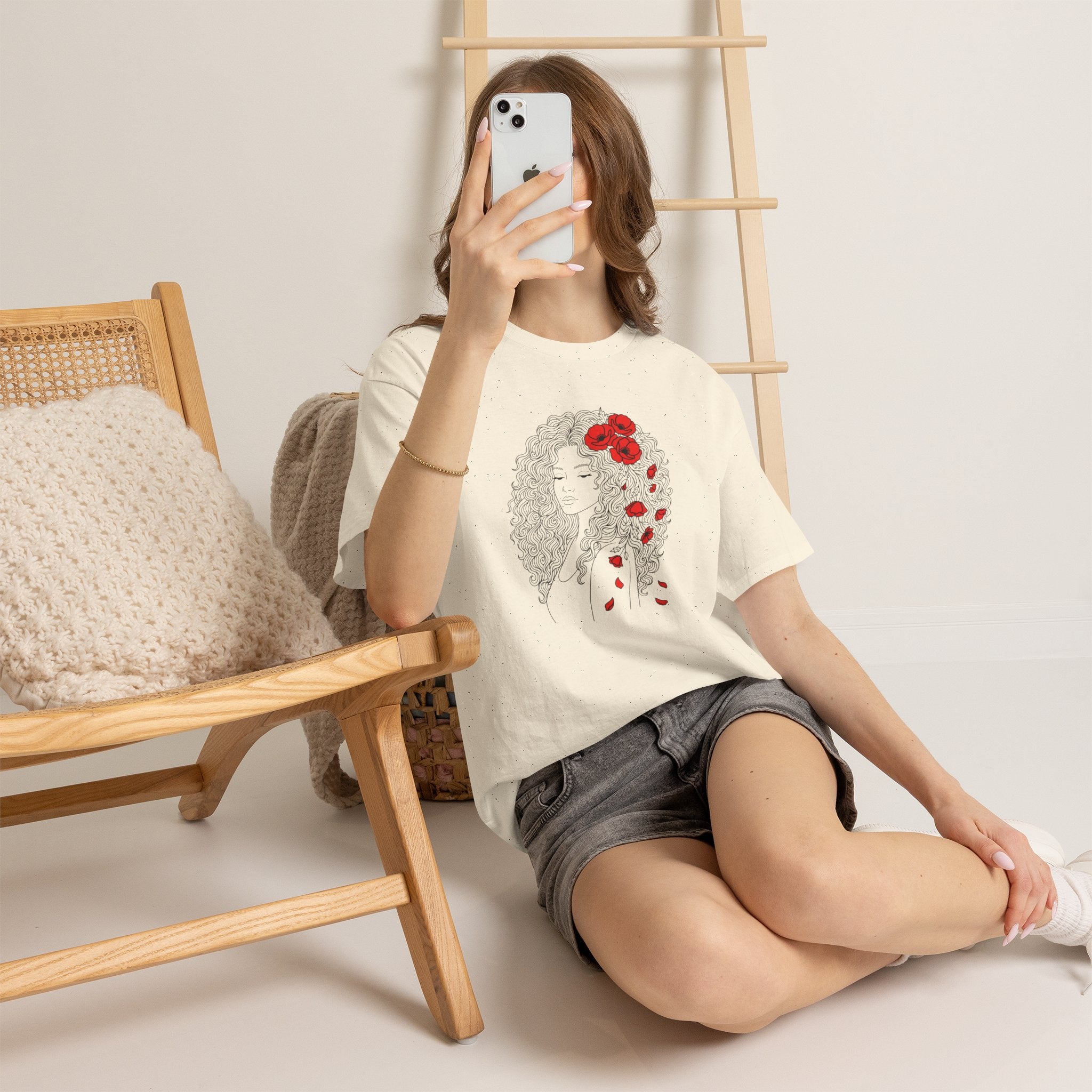 Floral Hair Portrait Tee — Poppy Girl Graphic T-Shirt