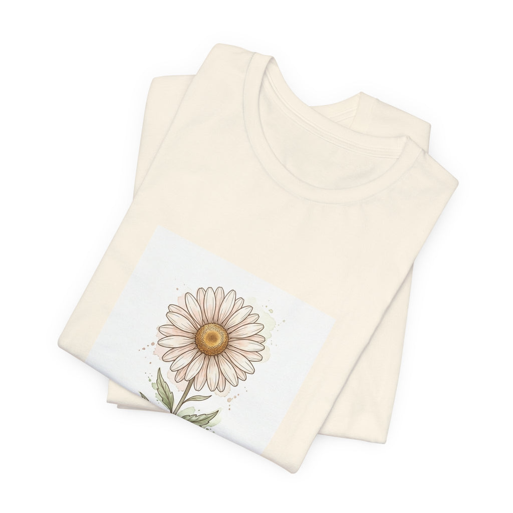 Daisy Birth Flower Tee | Personalized Botanical, Watercolor Line Art