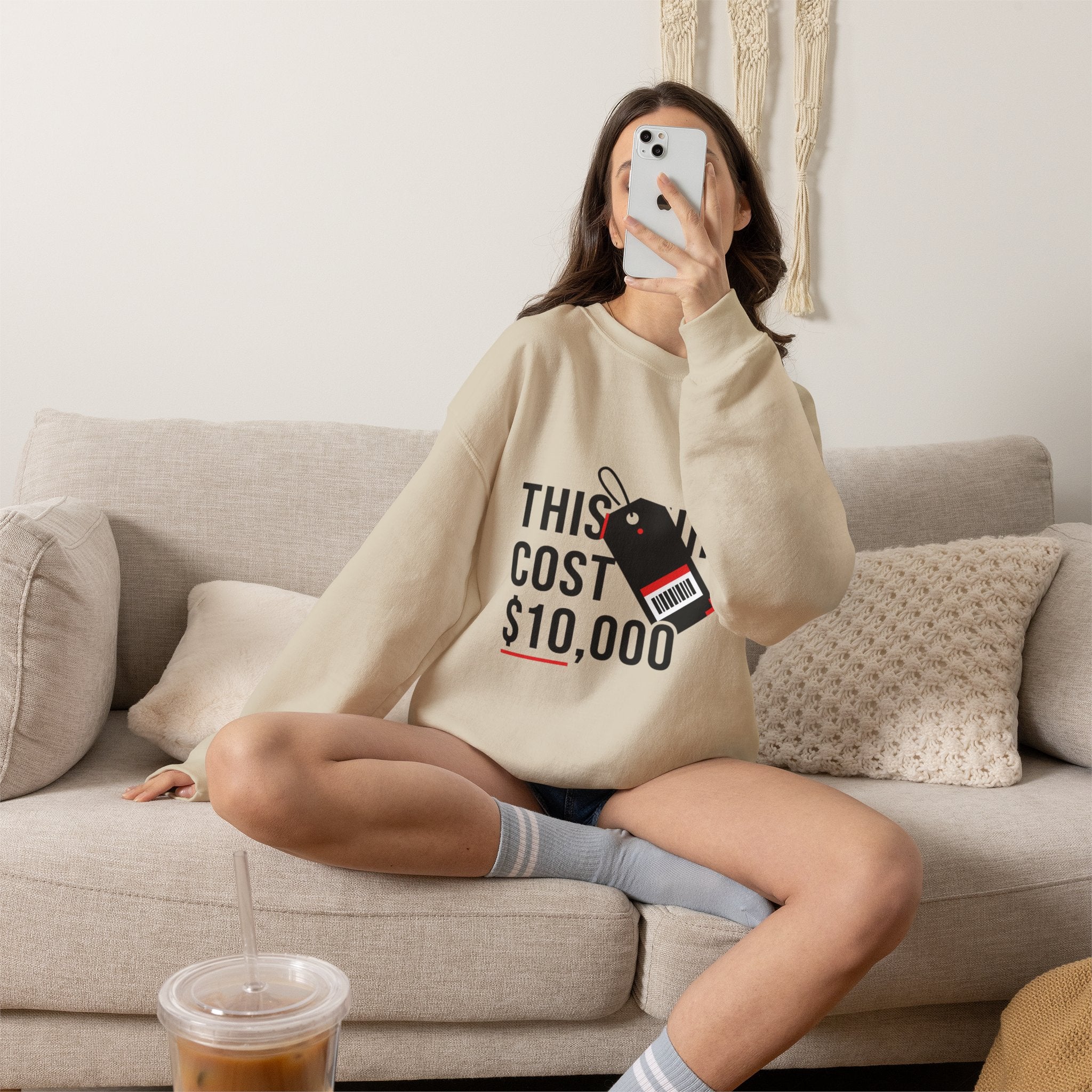 This Shirt Cost 10,000 Sweatshirt | ironic meme flex, streetwear satire