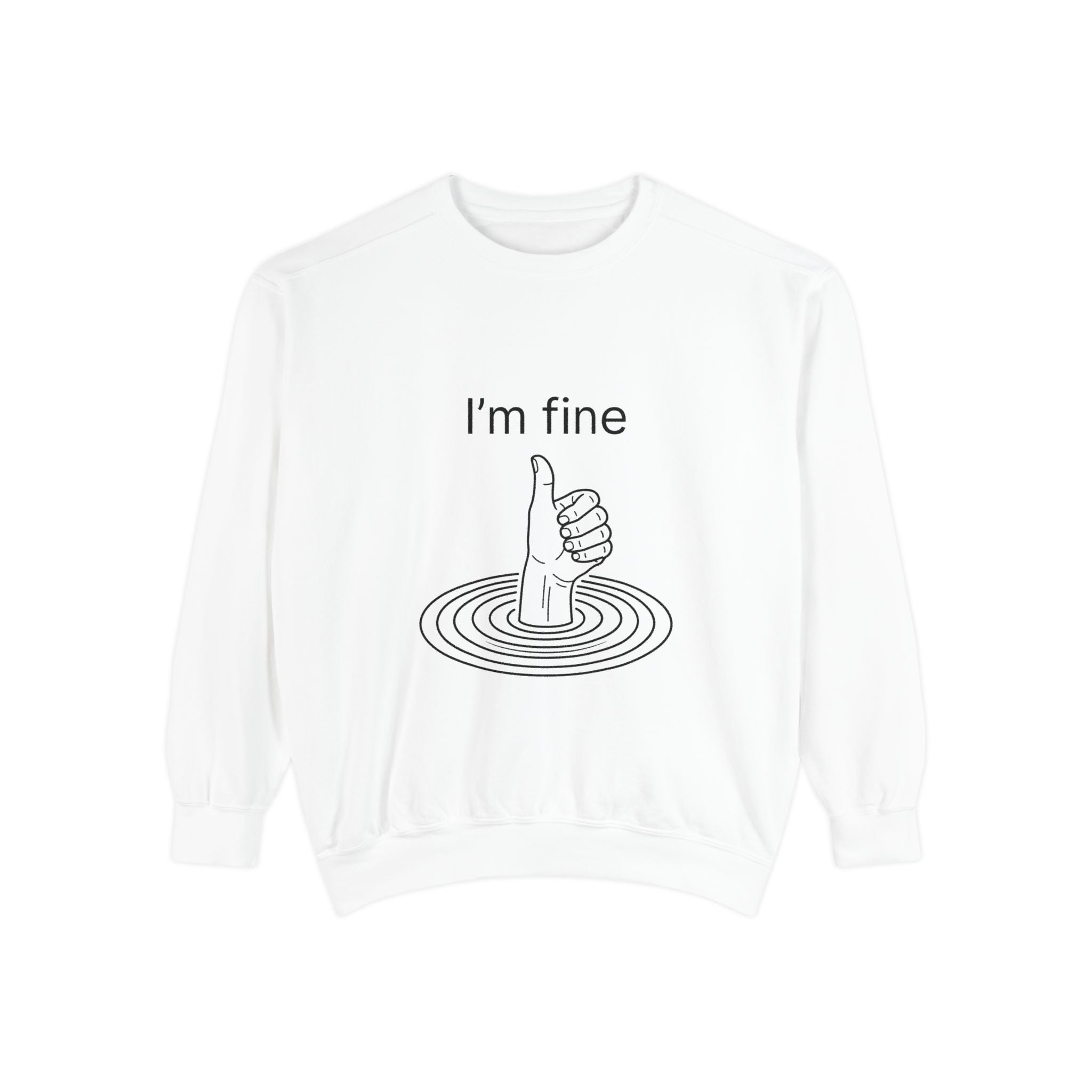 "I'm Fine" Thumbs-Up Sweatshirt — Funny Sarcastic Graphic Crewneck