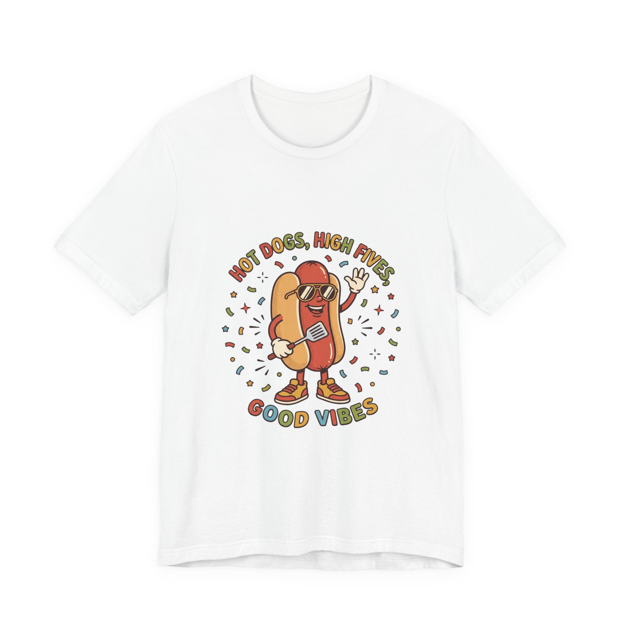 Hot Dog High Fives Tee | BBQ, Fourth of July, Patriotic Retro Grill Humor