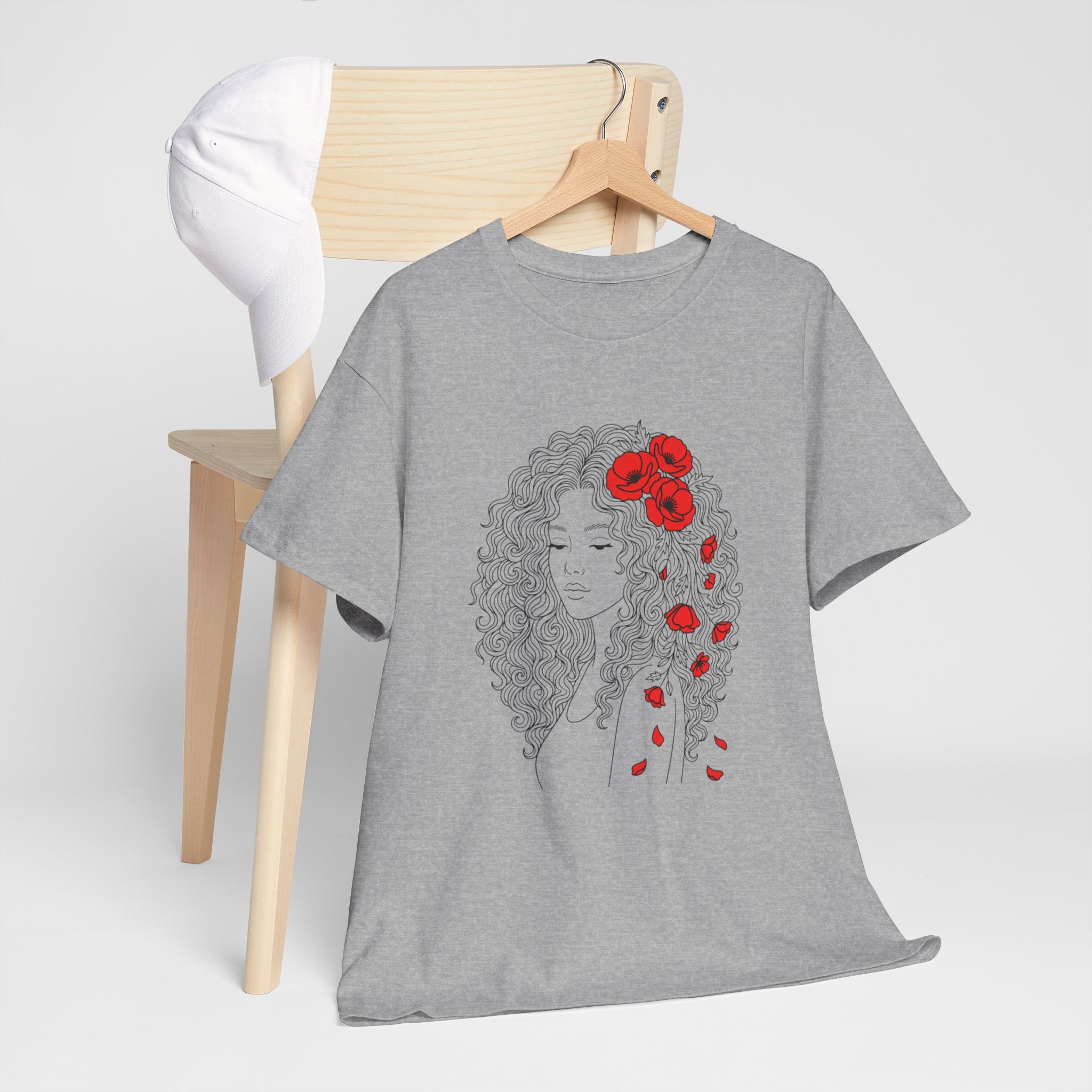 Floral Hair Portrait Tee — Poppy Girl Graphic T-Shirt