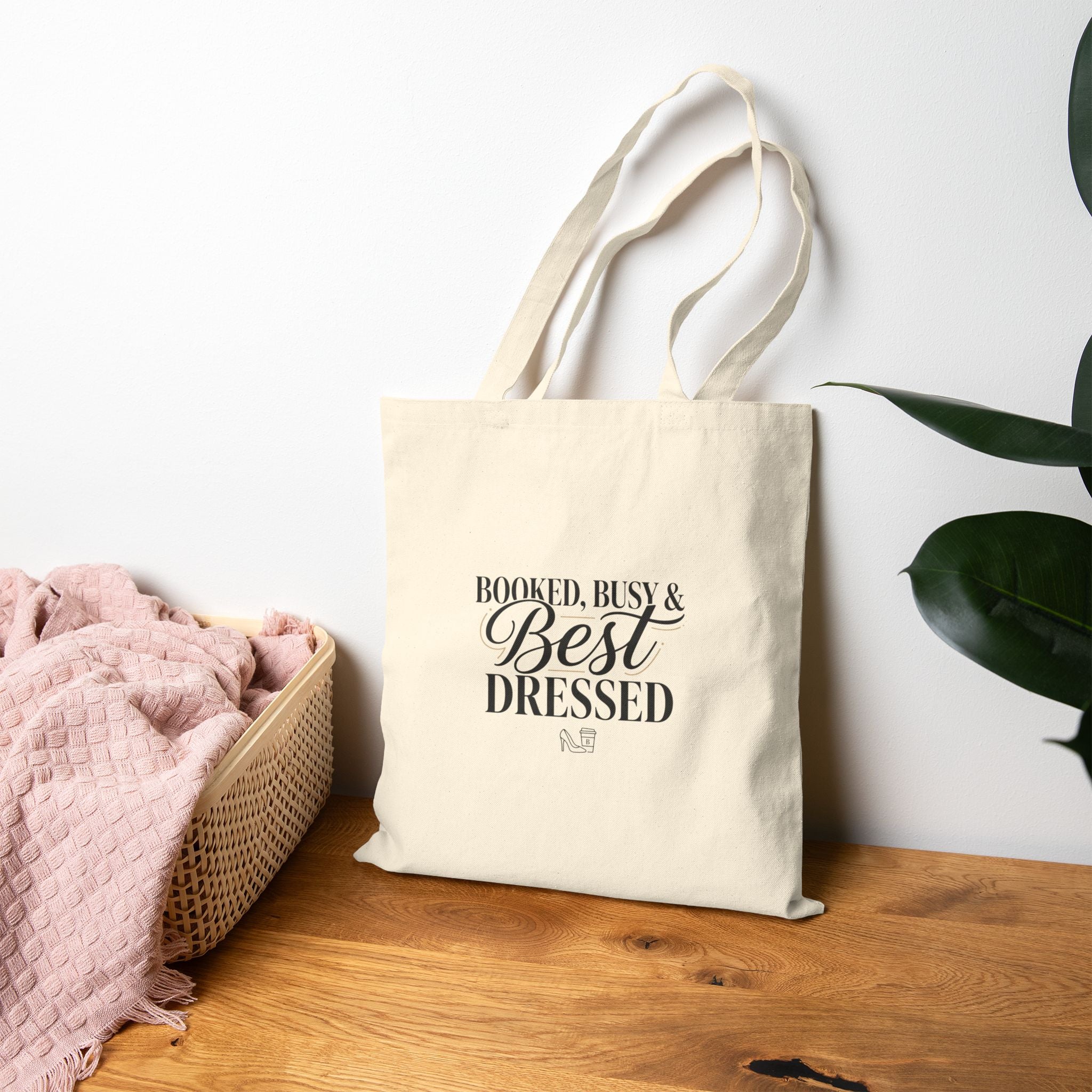 Booked Busy & Best Dressed Cotton Canvas Tote Bag