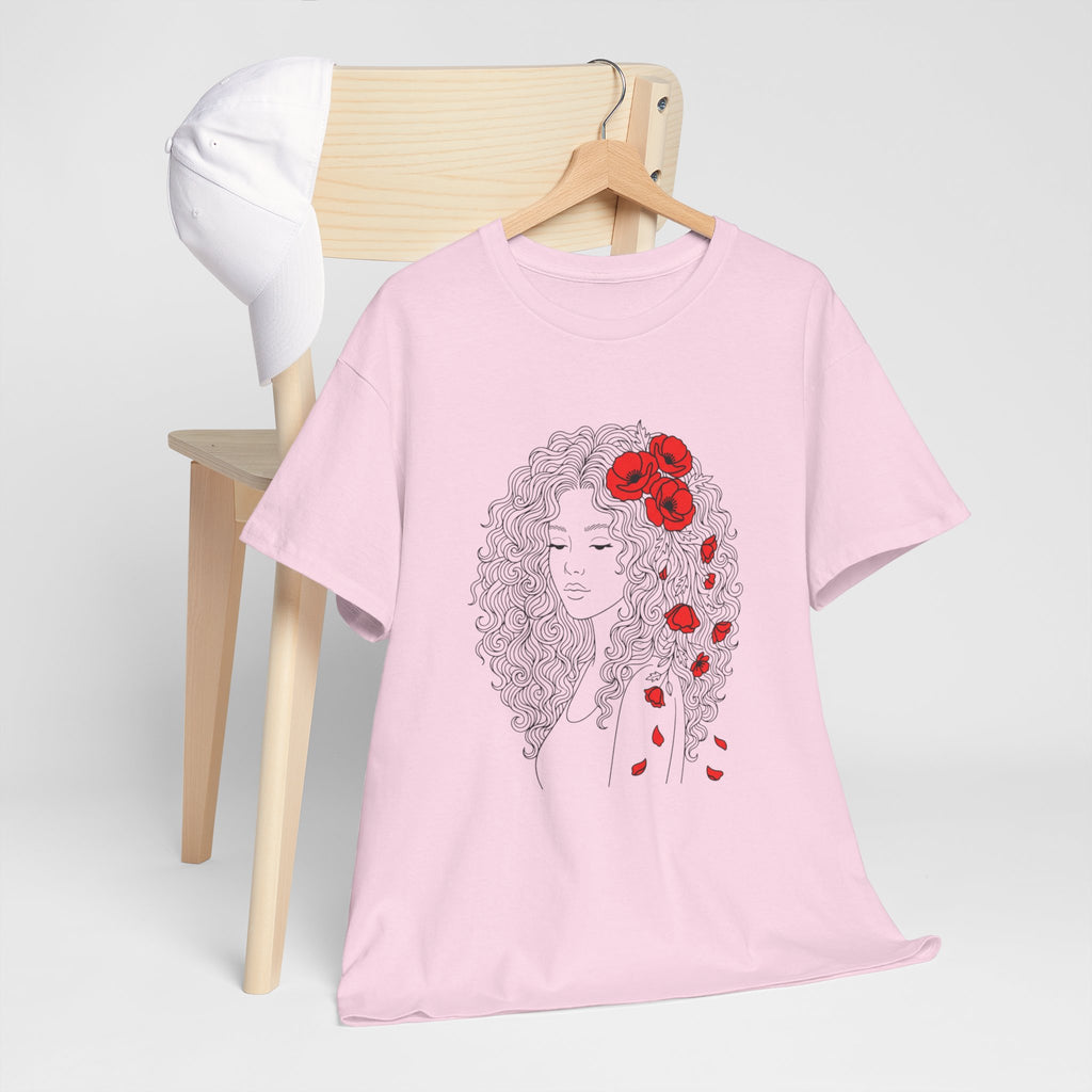 Floral Hair Portrait Tee — Poppy Girl Graphic T-Shirt