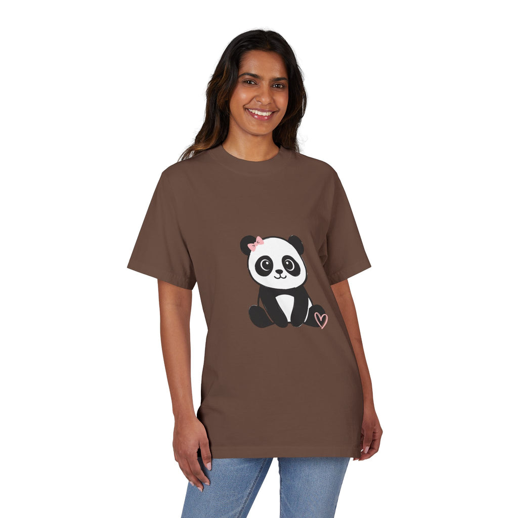 Cute Panda Heart T-Shirt — Adorable Floral Bow Panda Graphic Tee