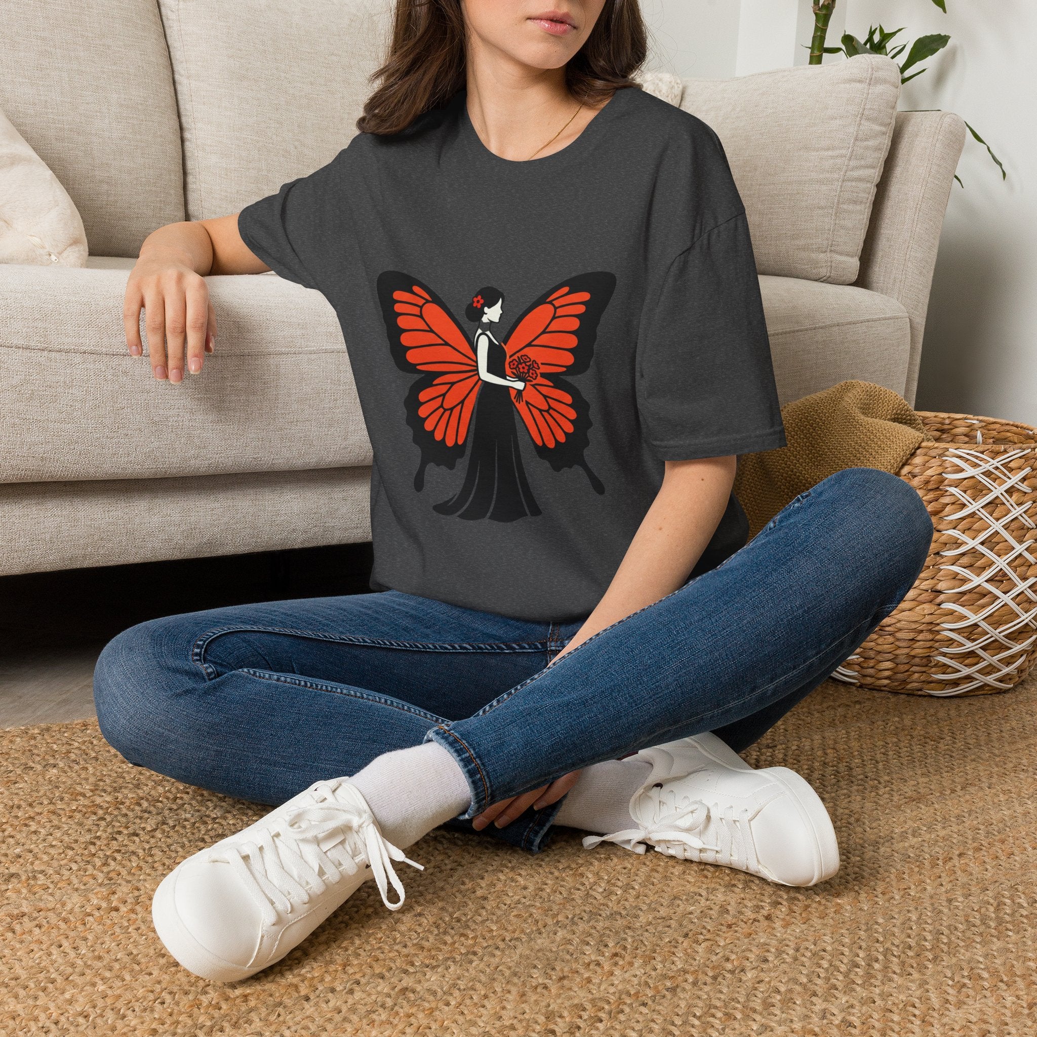 Butterfly Bride T-Shirt — Floral Butterfly Woman Graphic Tee