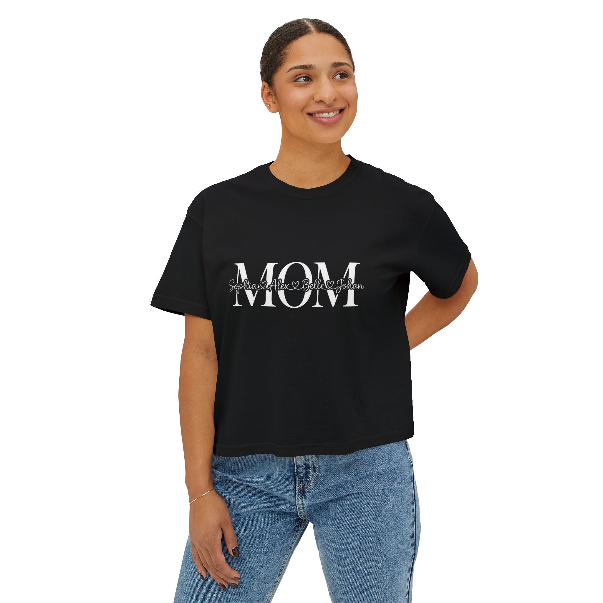 Minimal Pastel 'MOM' Cropped Women's T-Shirt