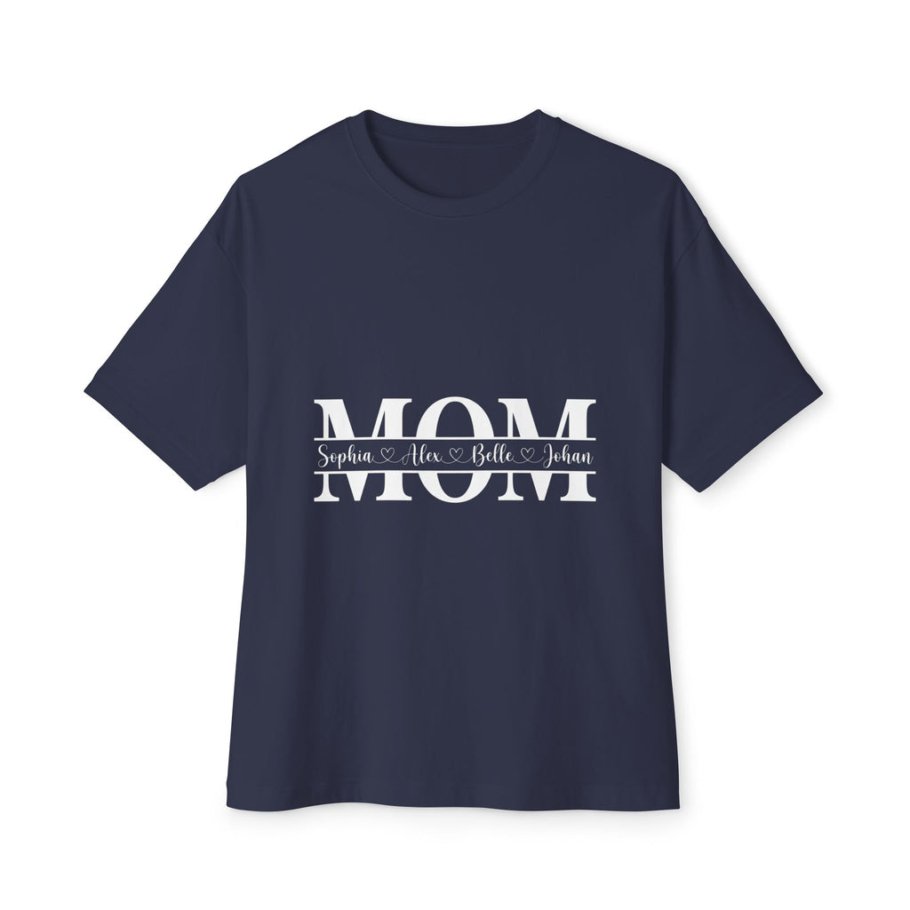 Mom Name Stripe Tee — Personalized Mother’s Day Oversized Shirt