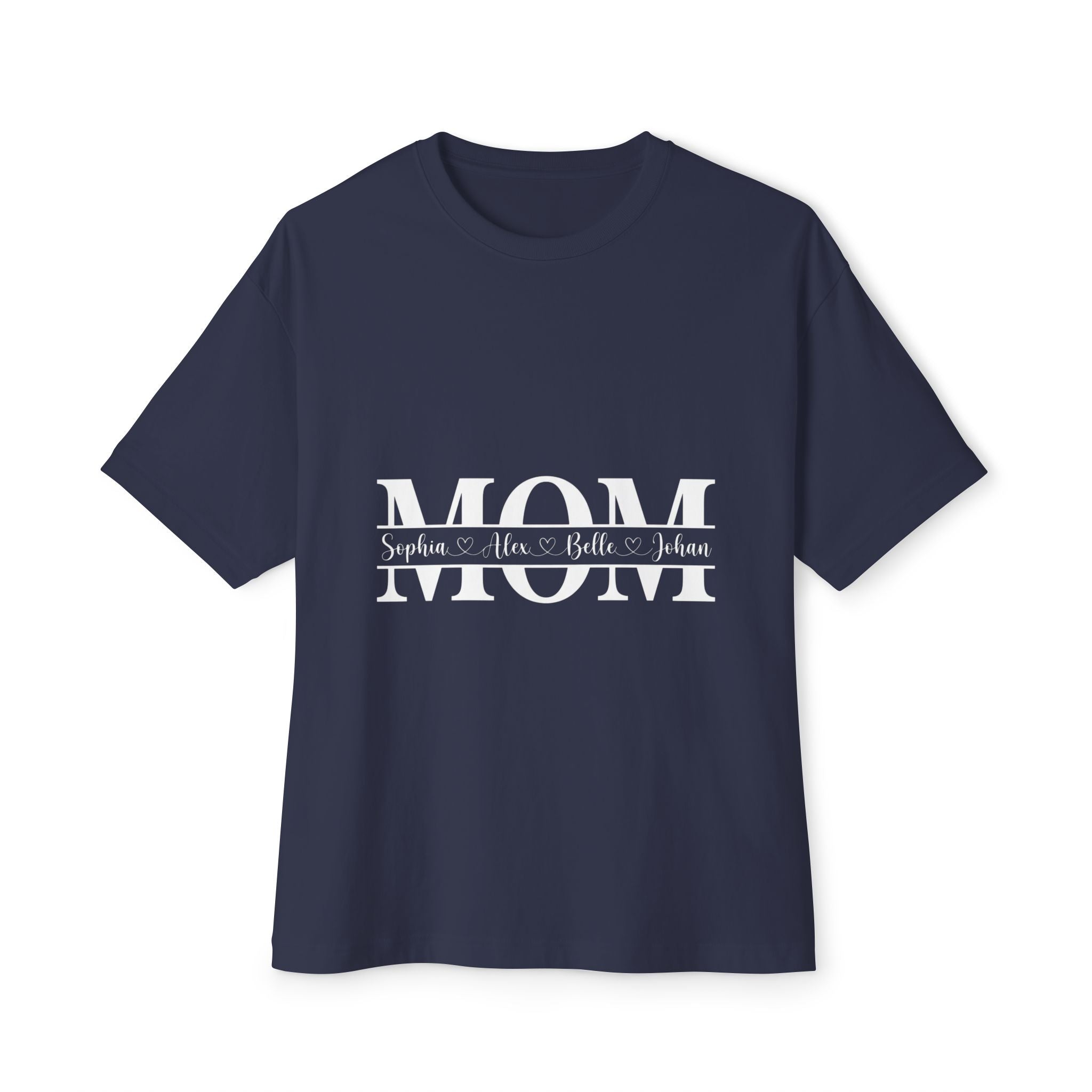 Mom Name Stripe Tee — Personalized Mother’s Day Oversized Shirt