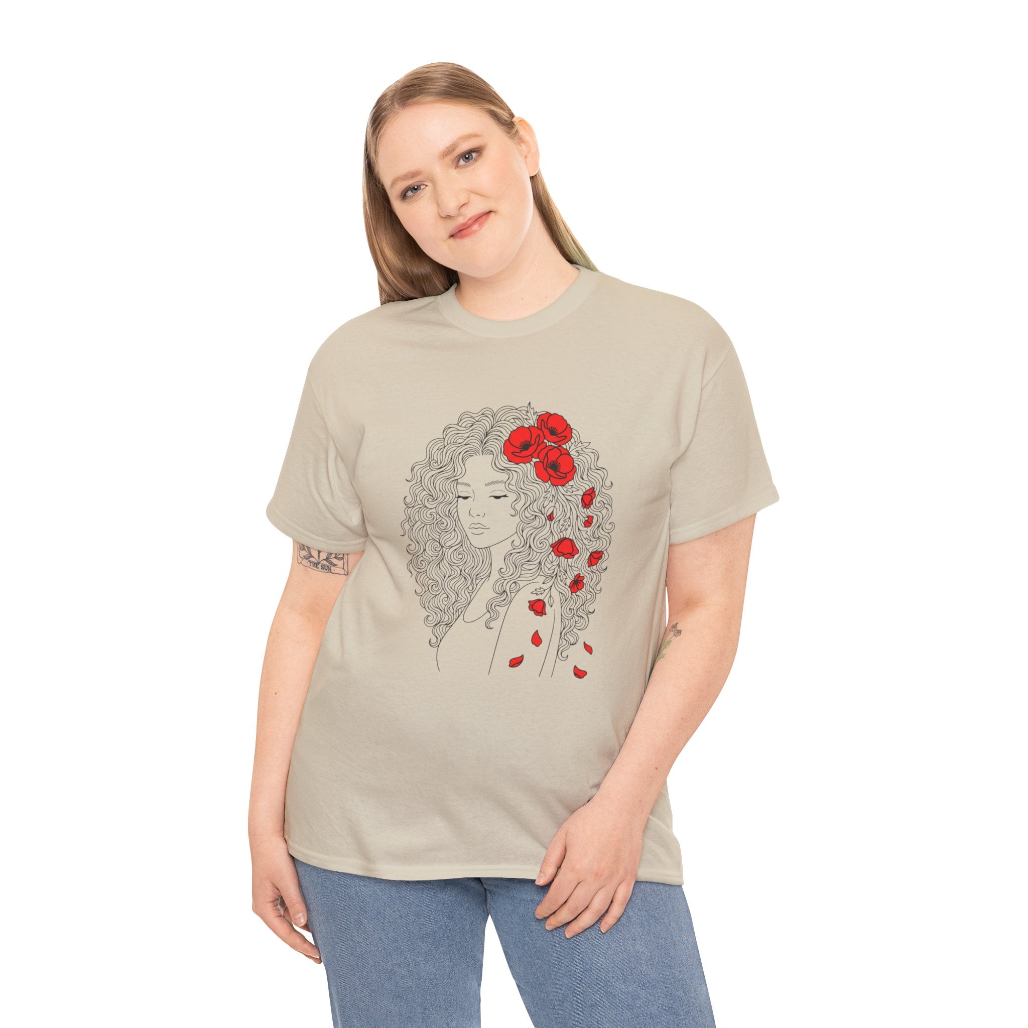 Floral Hair Portrait Tee — Poppy Girl Graphic T-Shirt