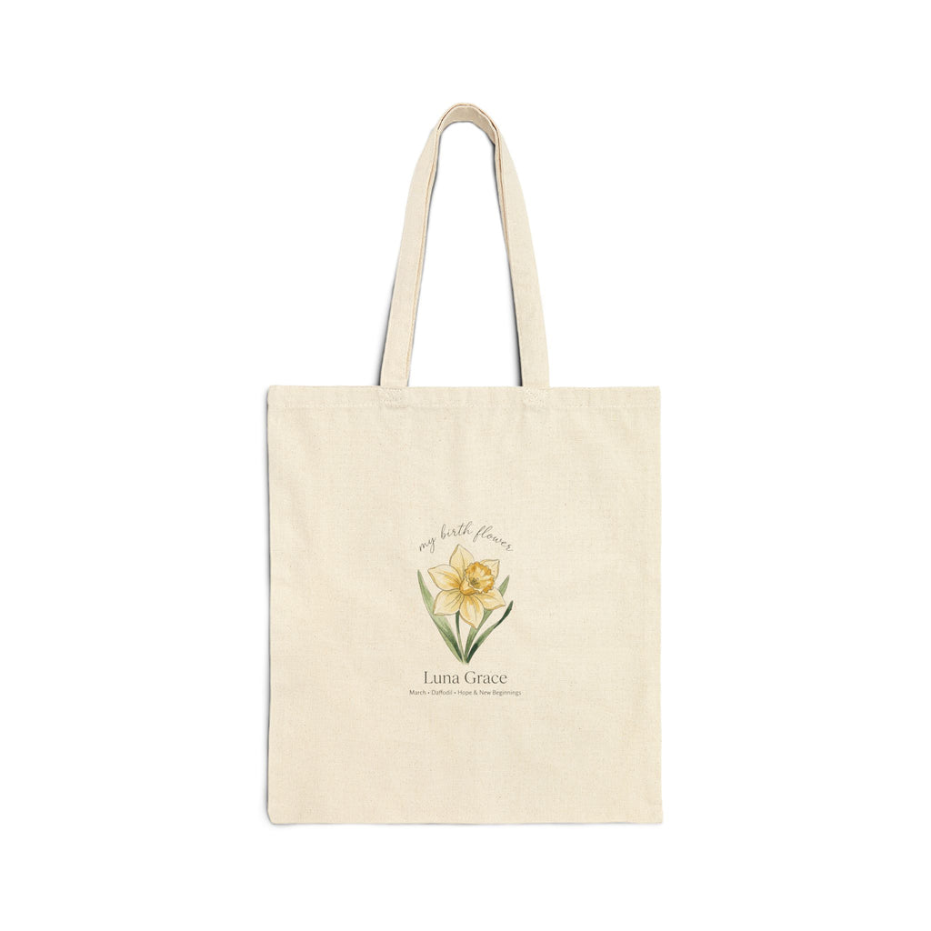 Daffodil Birth Month Flower Tote  Personalized Name