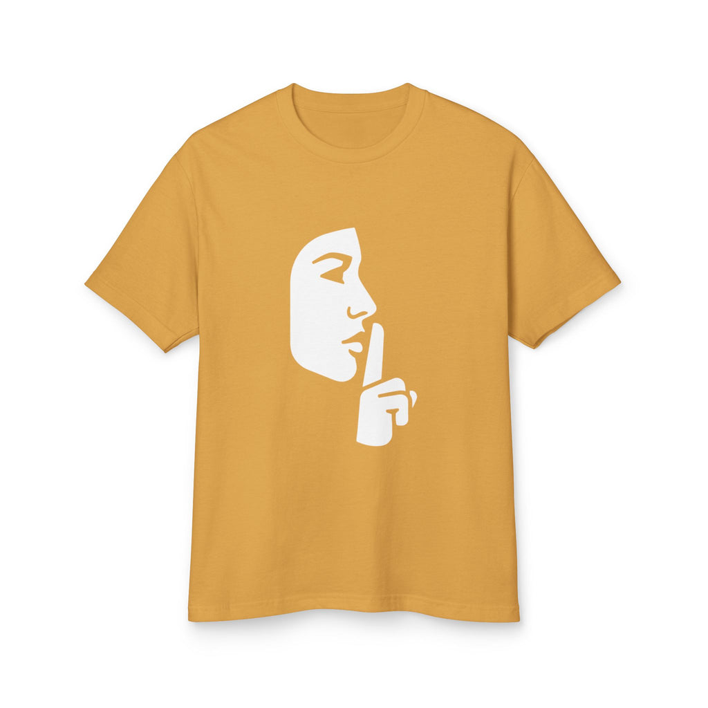 Shh Finger Over Lips Graphic Tee — Silent Face Minimalist T-Shirt