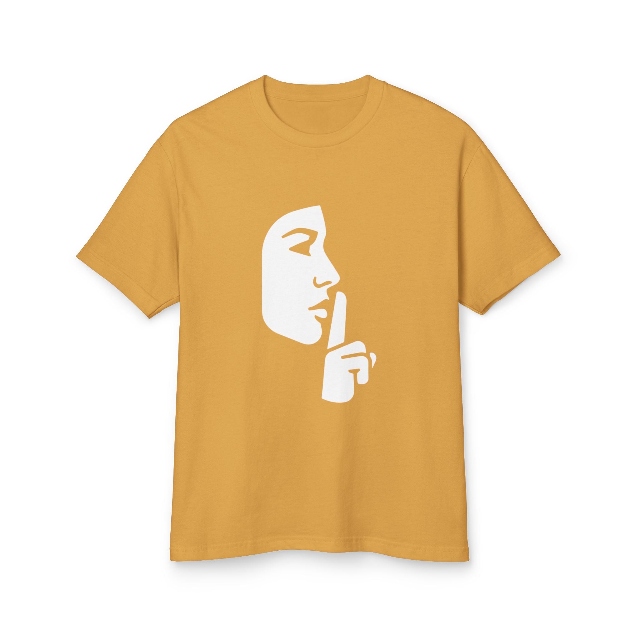Shh Finger Over Lips Graphic Tee — Silent Face Minimalist T-Shirt