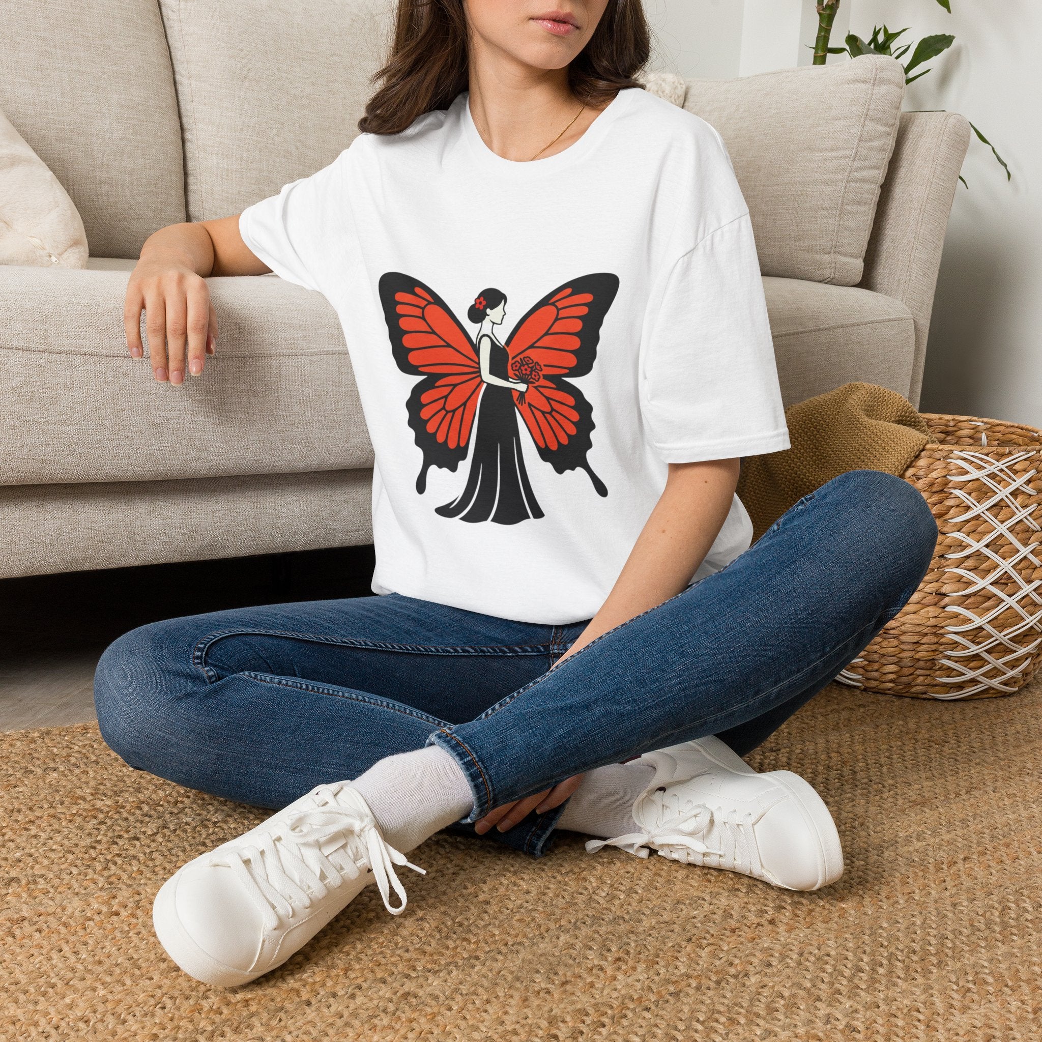 Butterfly Bride T-Shirt — Floral Butterfly Woman Graphic Tee