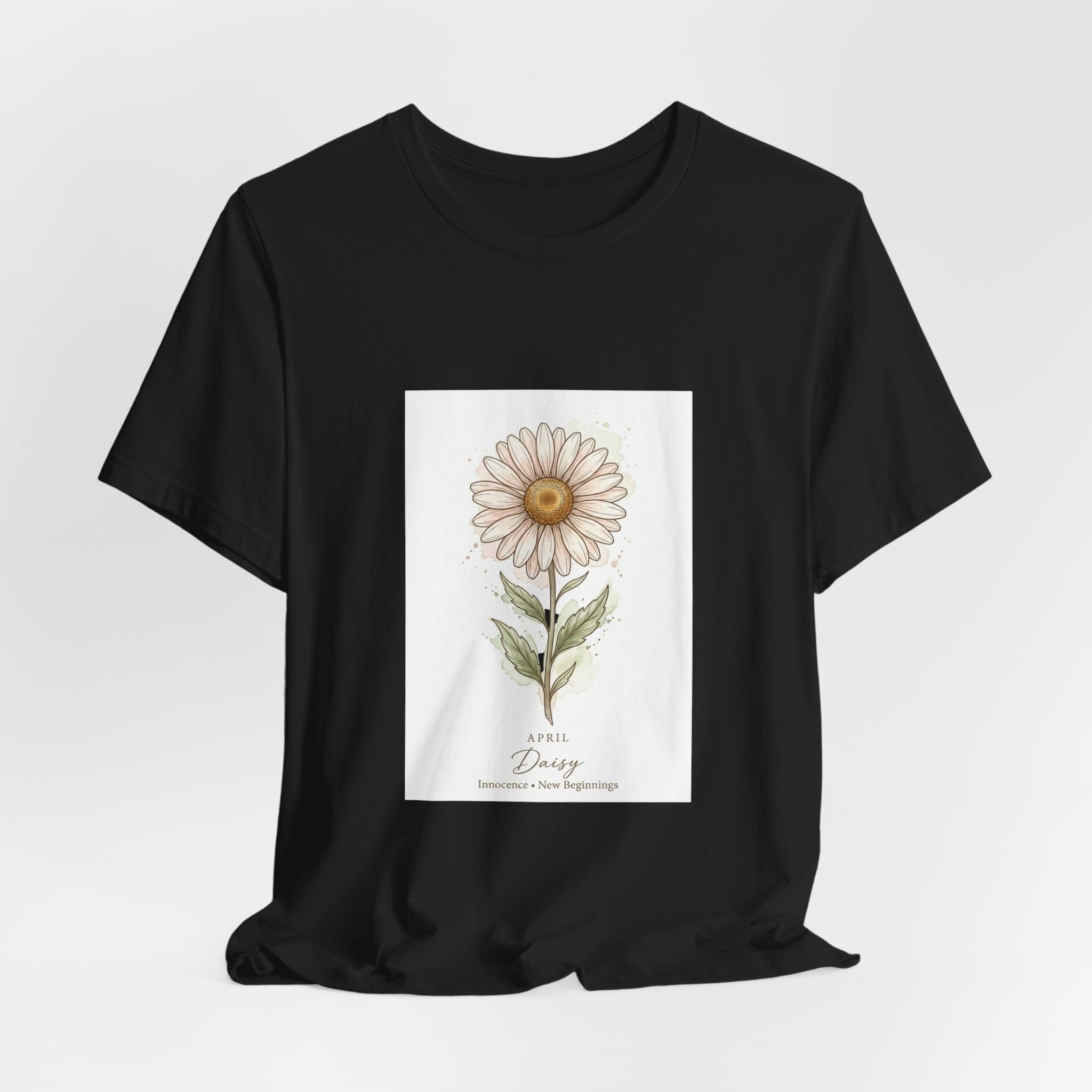 Daisy Birth Flower Tee | Personalized Botanical, Watercolor Line Art