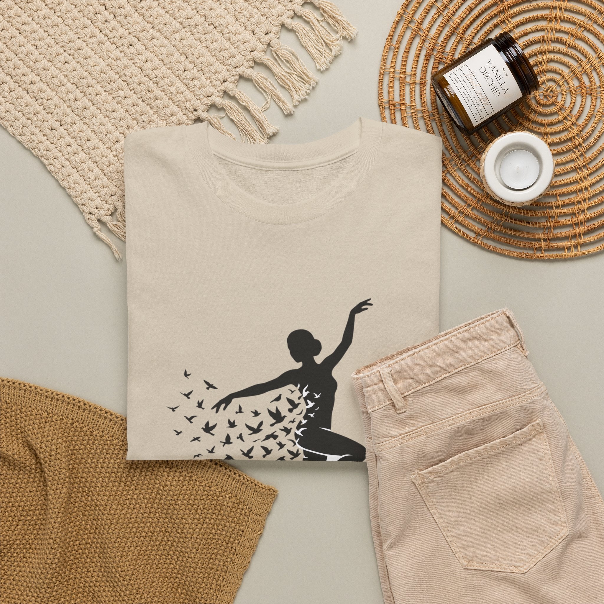Ballerina Silhouette Tee — Dancer with Butterfly Motif