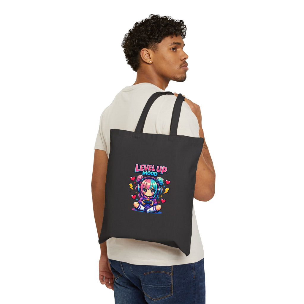 Level Up Mood Chibi Anime Canvas Tote Bag