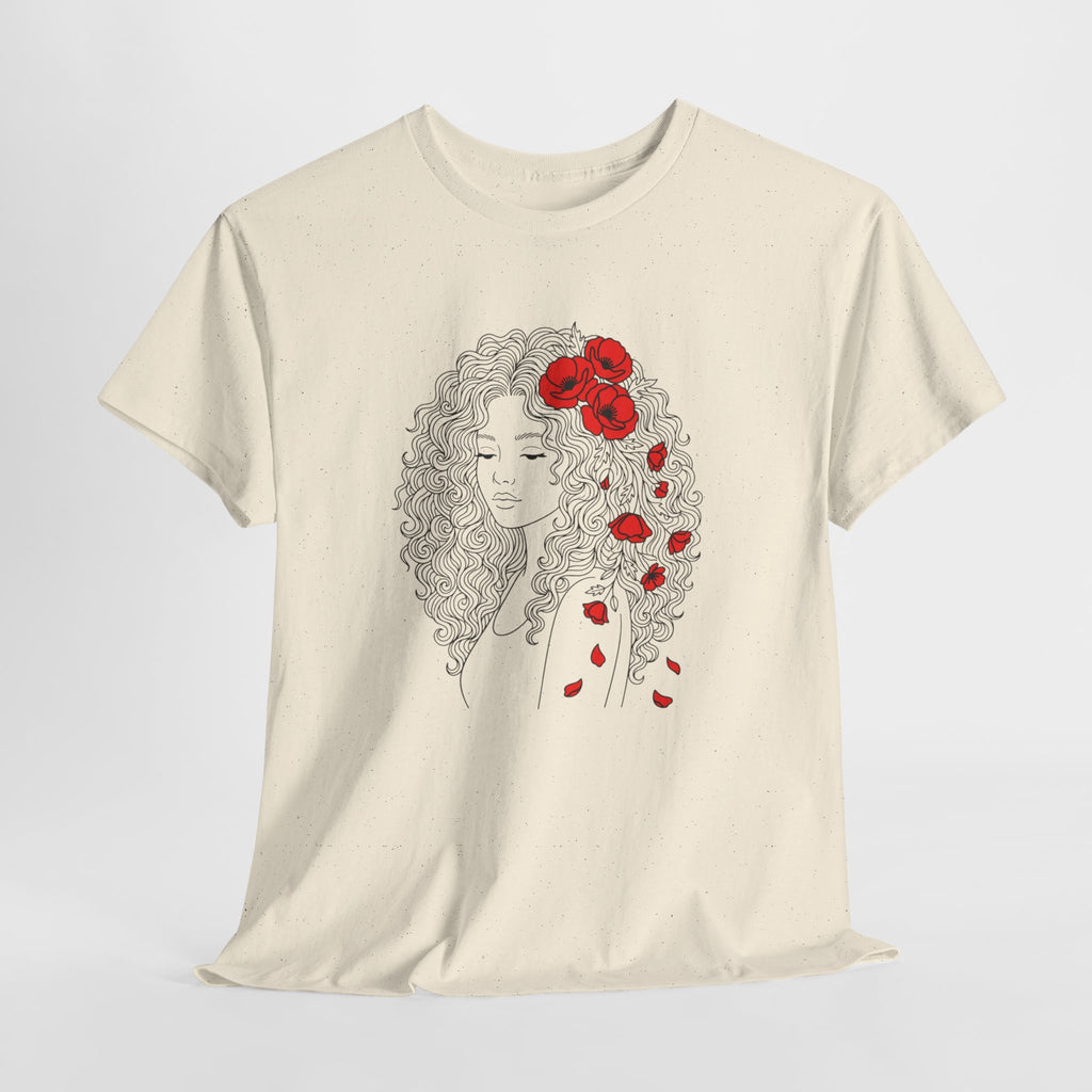 Floral Hair Portrait Tee — Poppy Girl Graphic T-Shirt