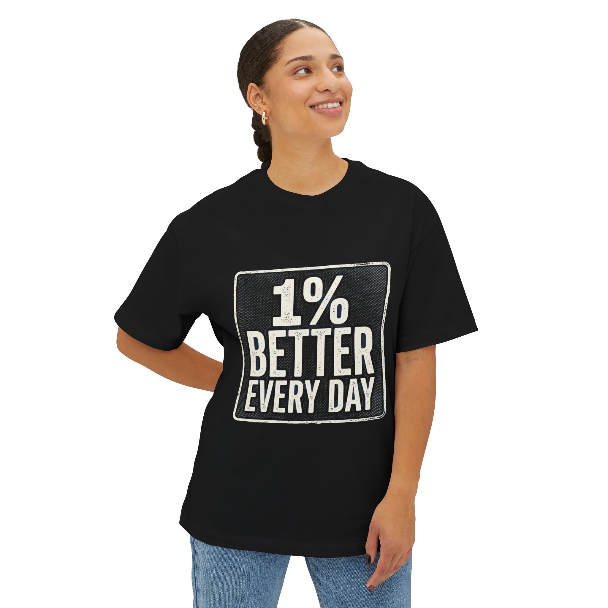 Unisex Boxy T-Shirt – "1% Better Every Day" Cotton Tee