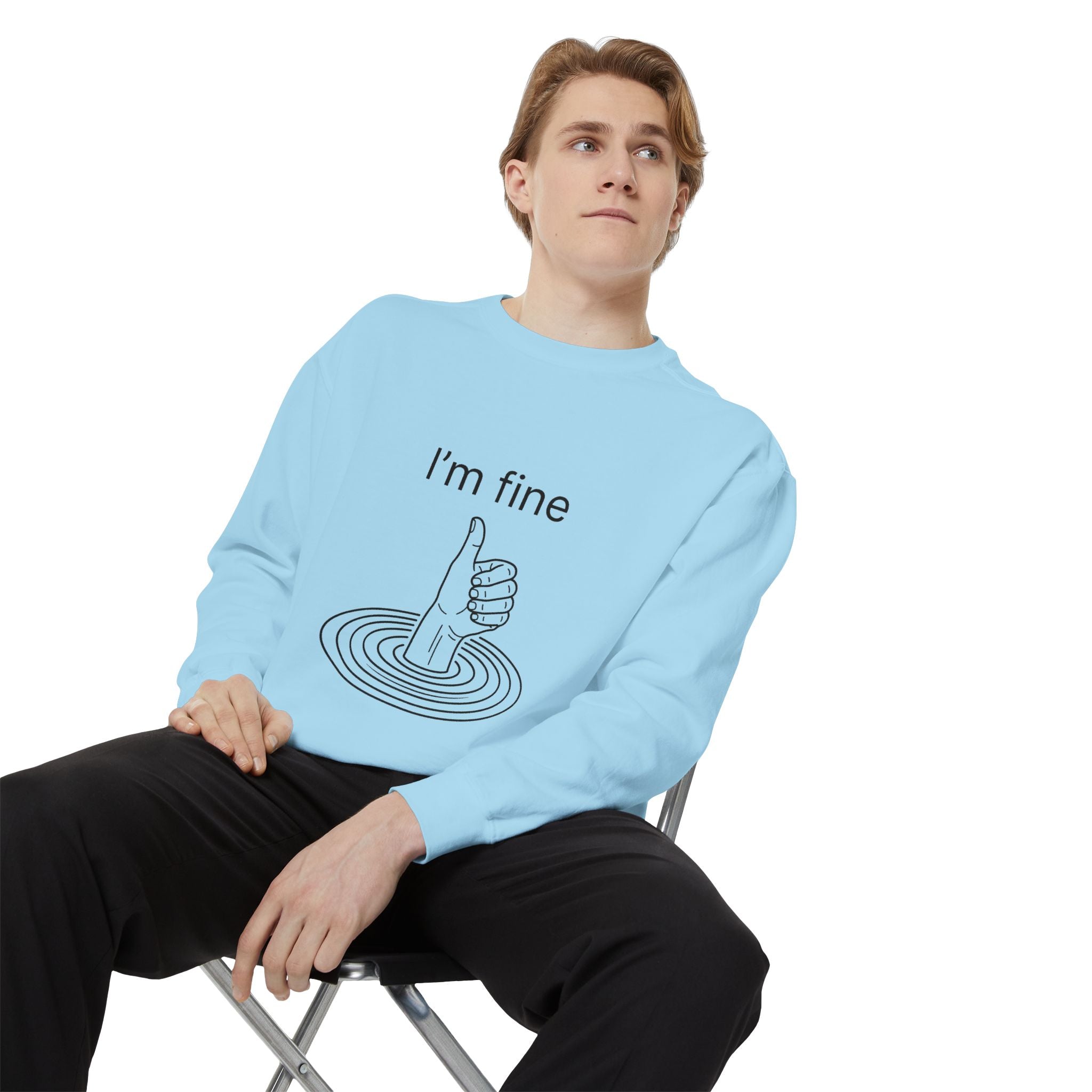"I'm Fine" Thumbs-Up Sweatshirt — Funny Sarcastic Graphic Crewneck