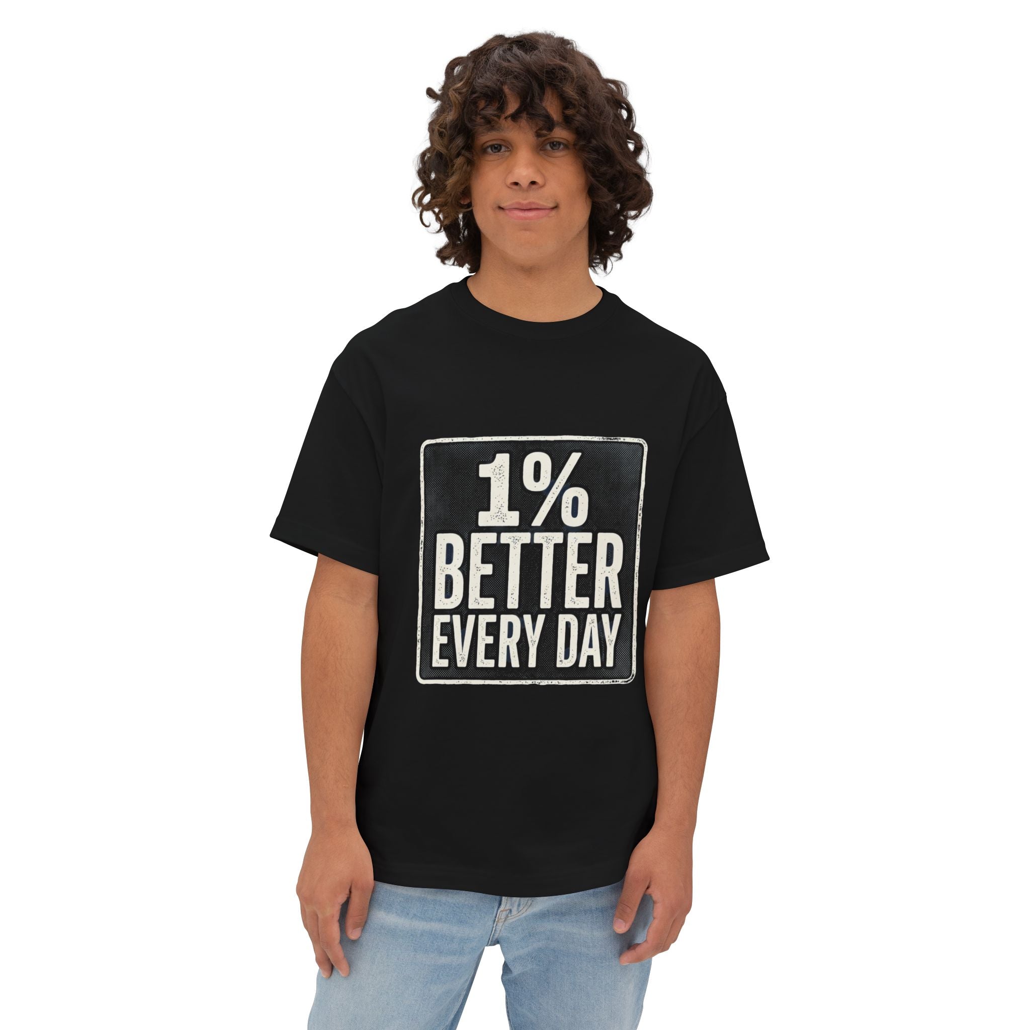 Unisex Boxy T-Shirt – "1% Better Every Day" Cotton Tee