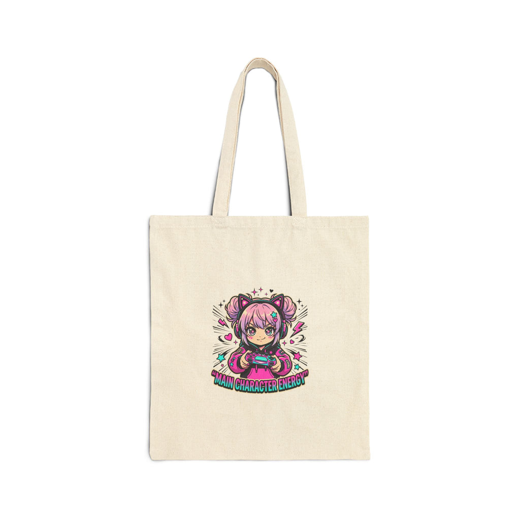 Chibi Pink Mage Canvas Tote Bag – Kawaii Anime Aesthetic