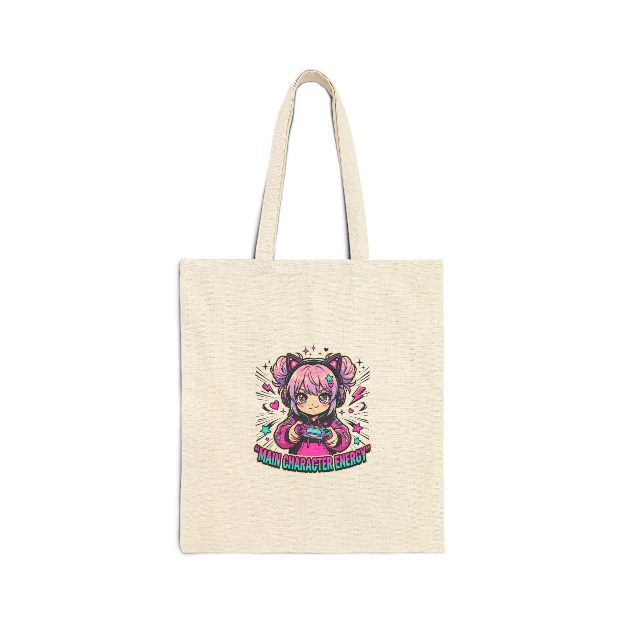 Chibi Pink Mage Canvas Tote Bag – Kawaii Anime Aesthetic