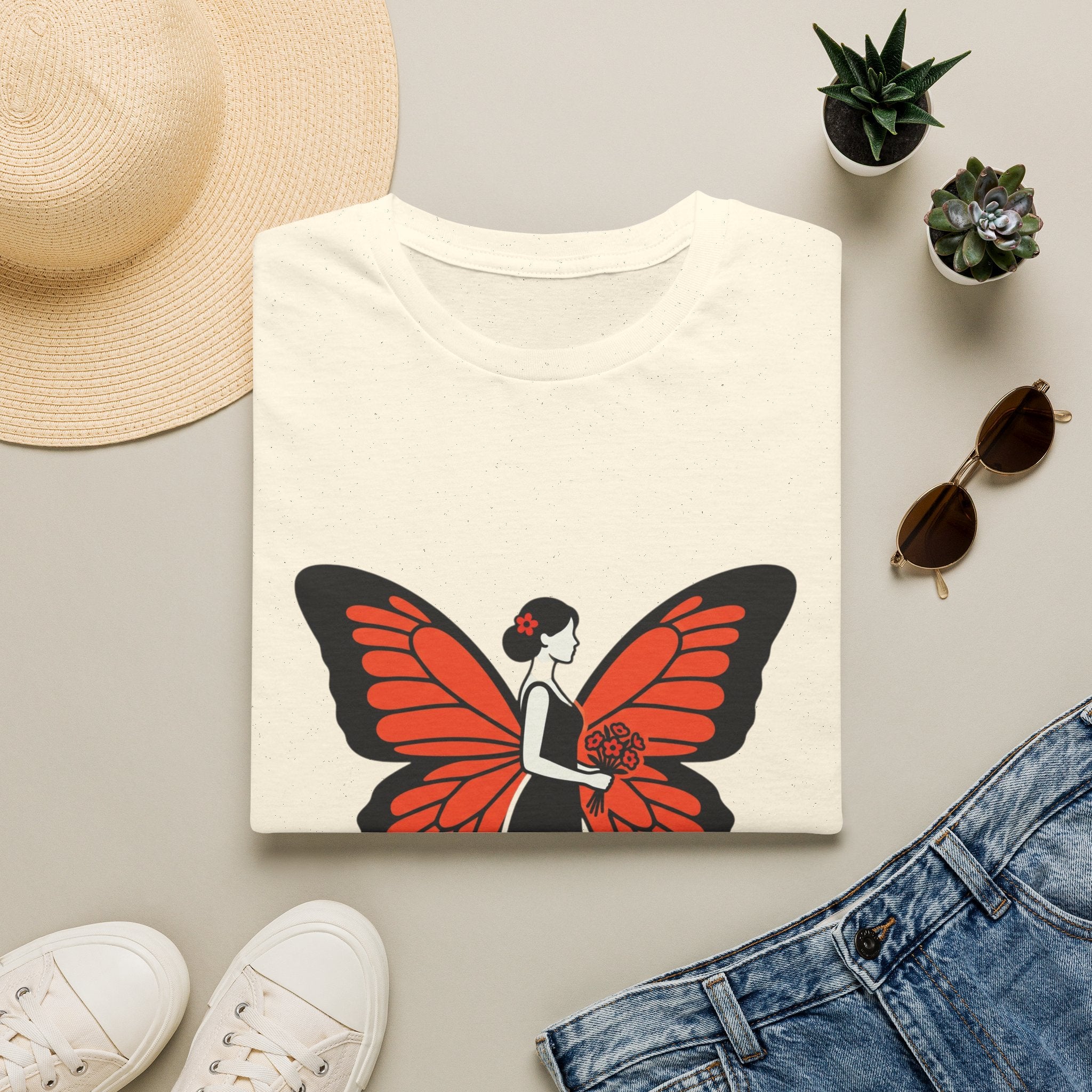 Butterfly Bride T-Shirt — Floral Butterfly Woman Graphic Tee