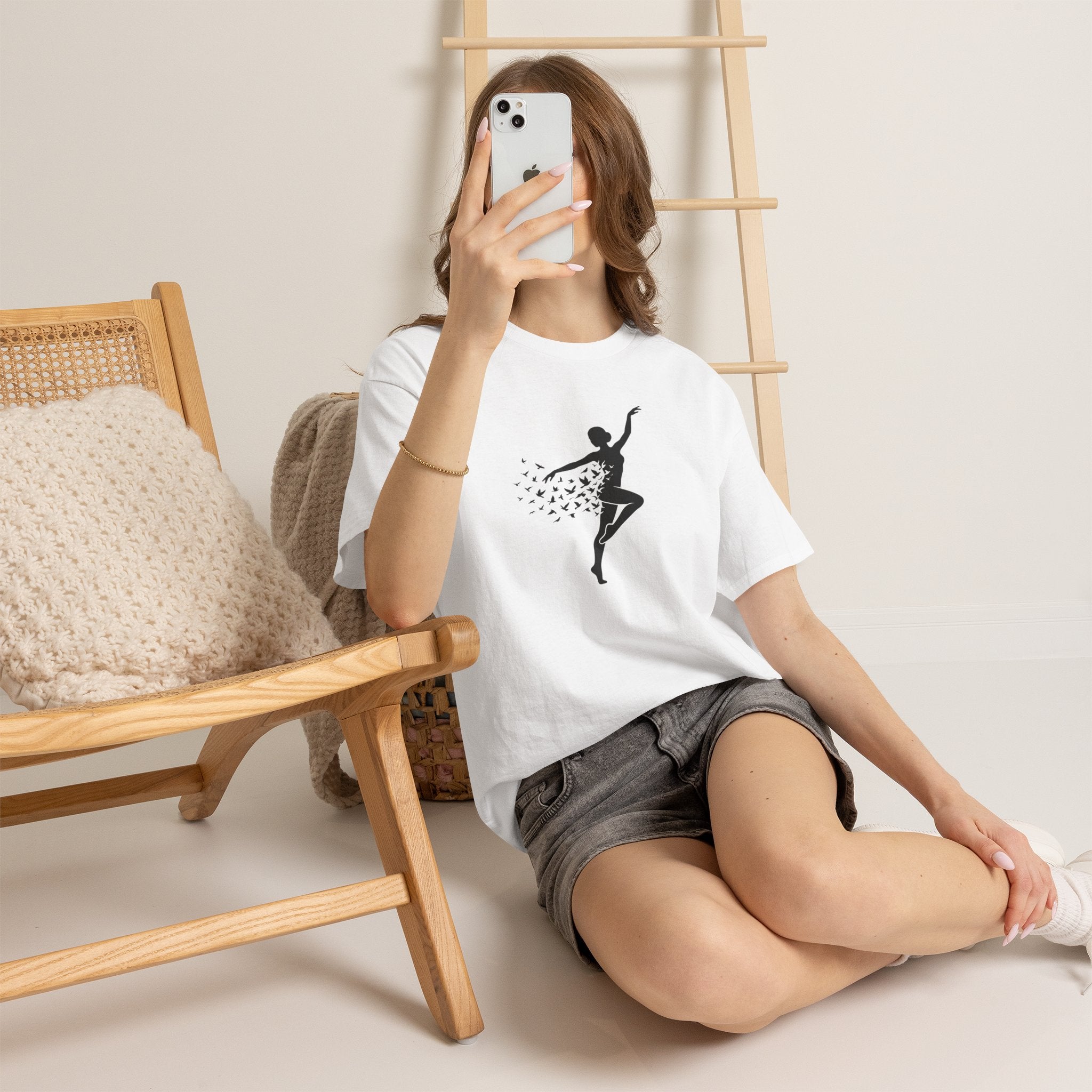 Ballerina Silhouette Tee — Dancer with Butterfly Motif
