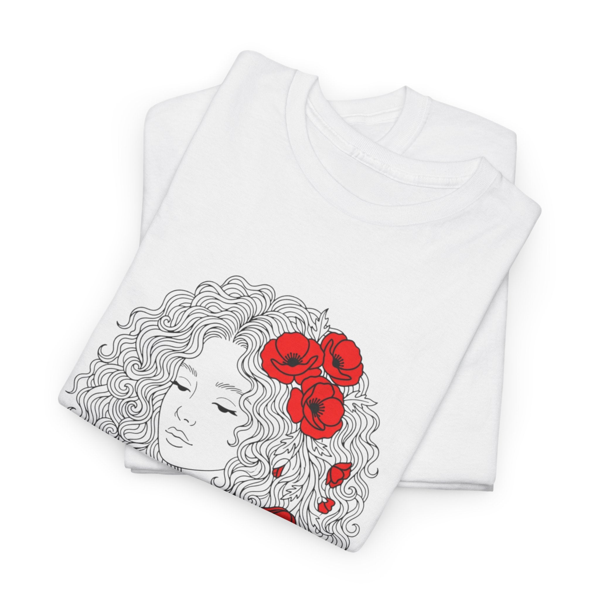 Floral Hair Portrait Tee — Poppy Girl Graphic T-Shirt