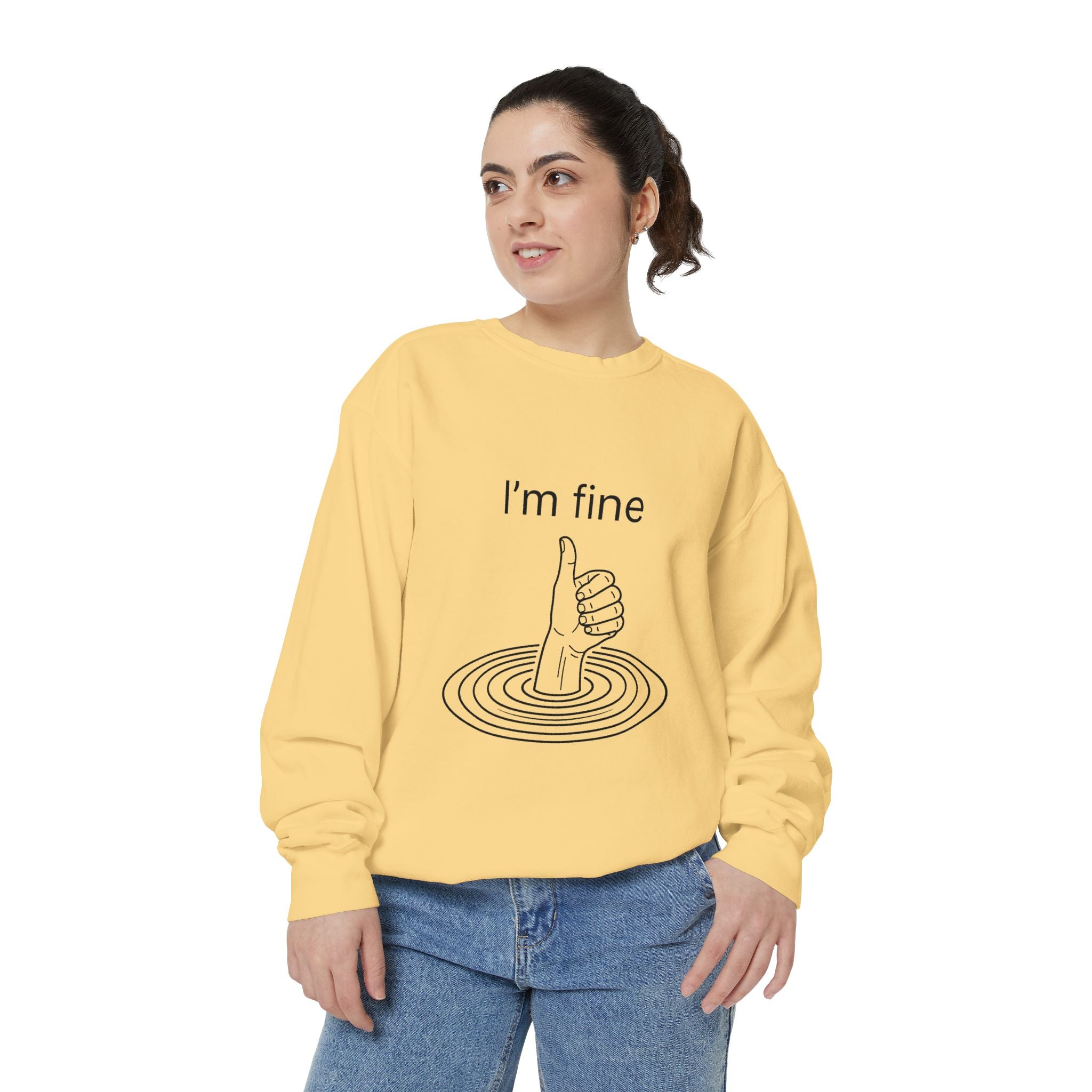 "I'm Fine" Thumbs-Up Sweatshirt — Funny Sarcastic Graphic Crewneck